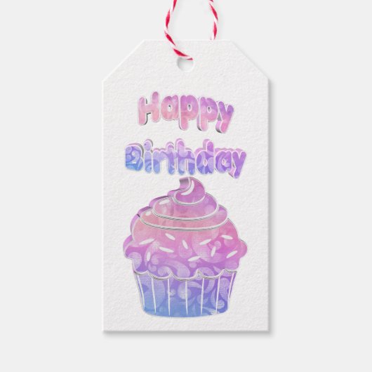 Happy Birthday Cupcake Cadeaulabel (Voorkant)