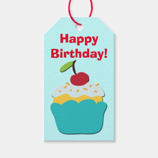 Happy Birthday Cupcake Cadeaulabel (Voorkant)