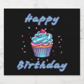 Happy Birthday Cupcake Confetti Sparkling Wijnetiket (Enkel label)
