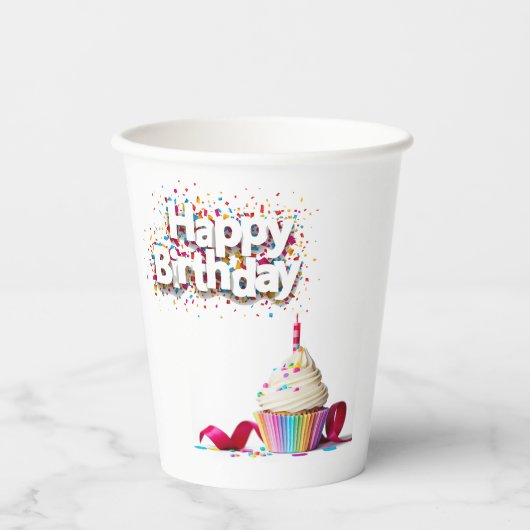 Happy Birthday Cupcake-cups Papieren Bekers (Voorkant)