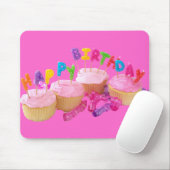Happy Birthday Cupcake en kaarsen Muismat (Met muis)