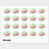 Happy Birthday Cupcake en kaarsen Ronde Sticker (Vel)