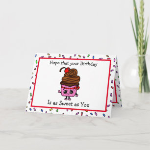 Happy Birthday, Cupcake en Sprinkles Pun Kaart