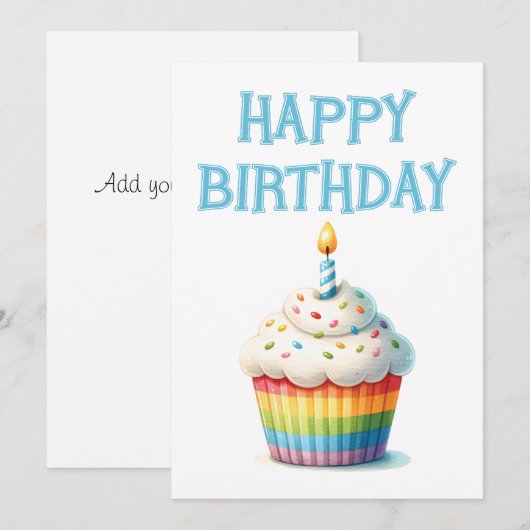 Happy Birthday Cupcake Feestdagenkaart (Voorkant / Achterkant)