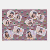 Happy Birthday Cupcake Fotocollage Inpakpapier Vel (Voorkant 3)