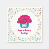 Happy Birthday Cupcake Frosted Sprinkles Servet (Voorkant)