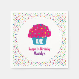 Happy Birthday Cupcake Frosted Sprinkles Servet