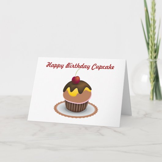Happy Birthday Cupcake Kaart (Voorkant)