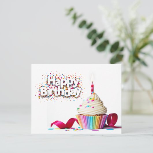 Happy Birthday Cupcake Kaart (Staand voorkant)