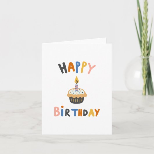 Happy Birthday cupcake Kaart (Voorkant)