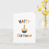 Happy Birthday cupcake Kaart (Gele Bloem)