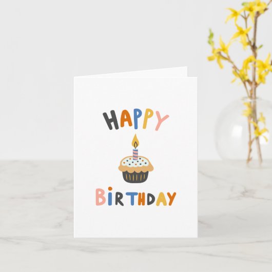 Happy Birthday cupcake Kaart (Gele Bloem)