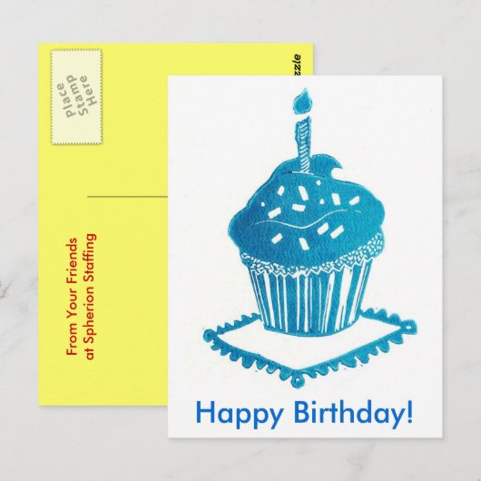 Happy Birthday Cupcake-kaart Briefkaart (Voorkant / Achterkant)