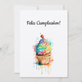 Happy Birthday Cupcake Kaart in het Spaans (Voorkant)