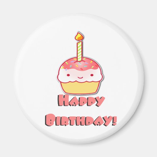 Happy Birthday Cupcake Magneet (Voorkant)