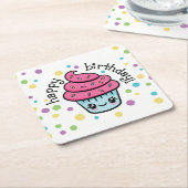 Happy Birthday Cupcake onderzetters (Schuin)