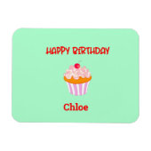 Happy Birthday Cupcake op persoonlijke titel Magneet (Horizontaal)