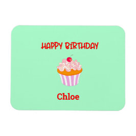 Happy Birthday Cupcake op persoonlijke titel Magneet