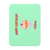 Happy Birthday Cupcake op persoonlijke titel Magneet (Verticaal)