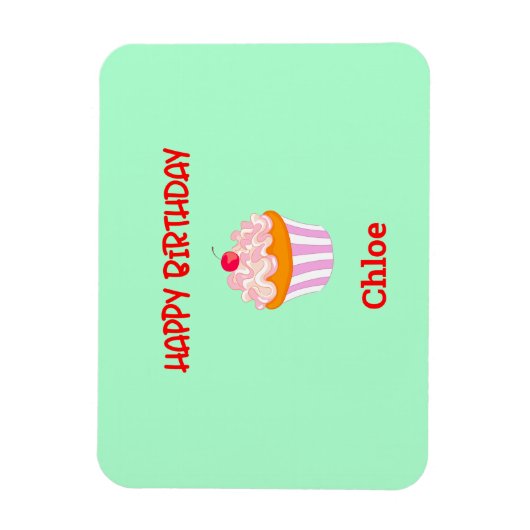 Happy Birthday Cupcake op persoonlijke titel Magneet (Verticaal)