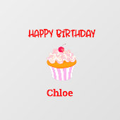 Happy Birthday Cupcake op persoonlijke titel  Raamsticker (Vel)