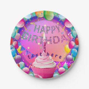 Happy Birthday Cupcake Papieren Bordje