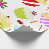Happy Birthday Cupcake Pattern Cadeaupapier (Hoek)