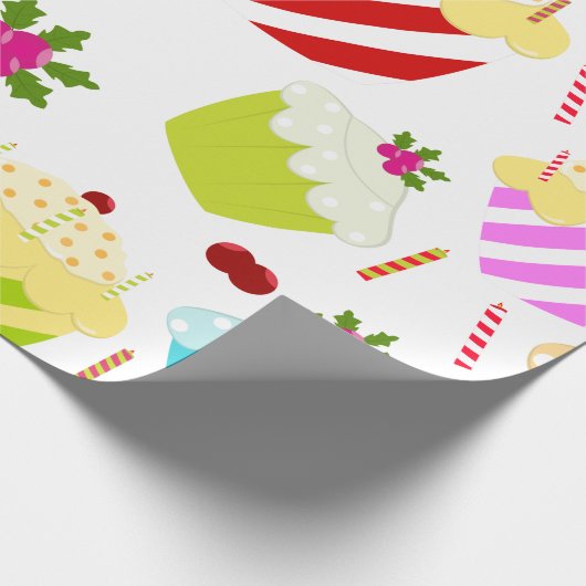 Happy Birthday Cupcake Pattern Cadeaupapier (Hoek)