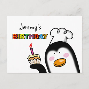 Happy Birthday cupcake penguin chef Briefkaart