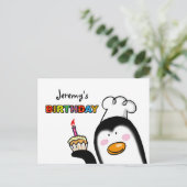 Happy Birthday cupcake pinguïn chef-kok Briefkaart (Staand voorkant)