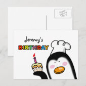 Happy Birthday cupcake pinguïn chef-kok Briefkaart (Voorkant / Achterkant)