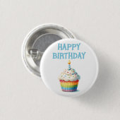 Happy Birthday Cupcake Ronde Button 3,2 Cm (Voorkant /achterkant)