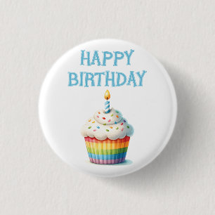 Happy Birthday Cupcake Ronde Button 3,2 Cm
