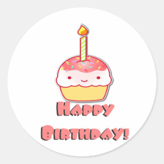 Happy Birthday Cupcake Ronde Sticker