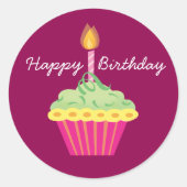 Happy Birthday Cupcake Ronde Sticker (Voorkant)