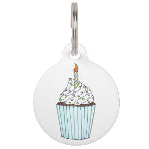 Happy Birthday Cupcake Sprinkles Frosting Candle Huisdierpenning