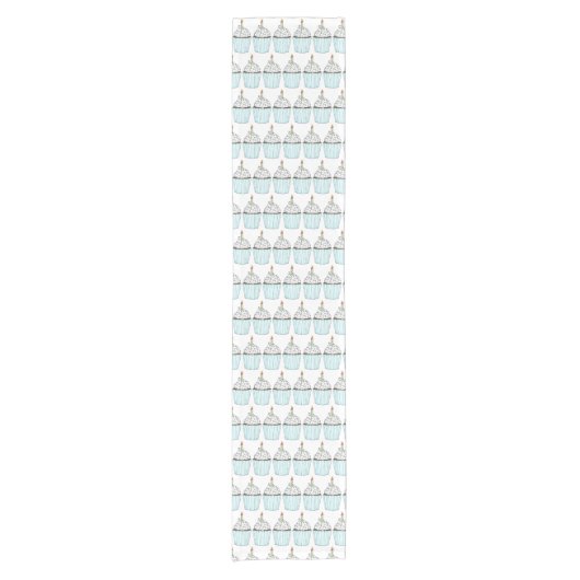 Happy Birthday Cupcake Sprinkles Frosting Candle Korte Tafelloper (Voorkant)