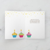 Happy Birthday Cupcake Stars Paars Blue Kaart (Binnen)