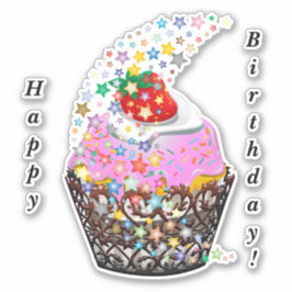 Happy Birthday Cupcake Sticker