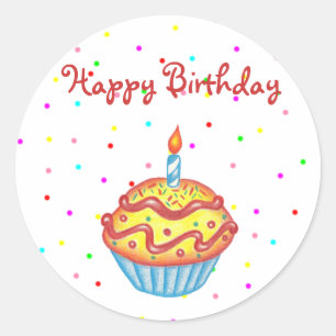 Happy Birthday Cupcake Sticker