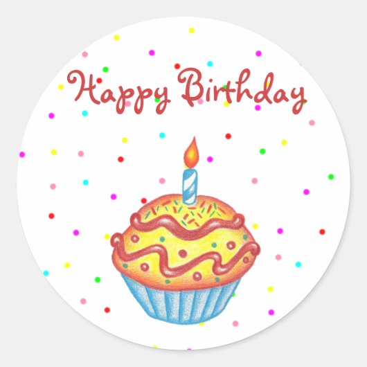 Happy Birthday Cupcake Sticker (Voorkant)