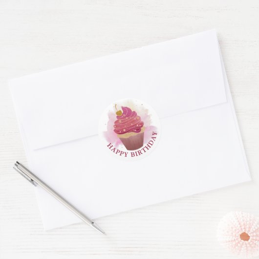 Happy Birthday Cupcake Sticker (Envelop)
