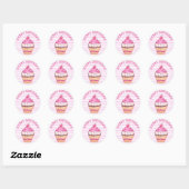 Happy Birthday Cupcake Stickers roze en wit (Vel)