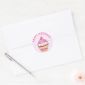Happy Birthday Cupcake Stickers roze en wit (Envelop)