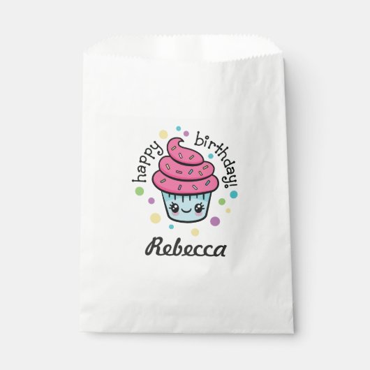 Happy Birthday Cupcake-tas Bedankzakje (Voorkant)