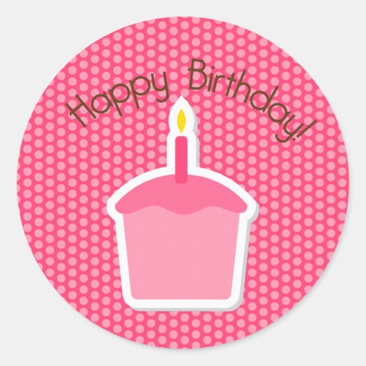Happy Birthday Cupcake Topper/Sticker Ronde Sticker (Voorkant)