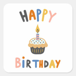 Happy Birthday cupcake Vierkante Sticker