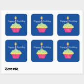 Happy Birthday Cupcake Vierkante Sticker (Vel)