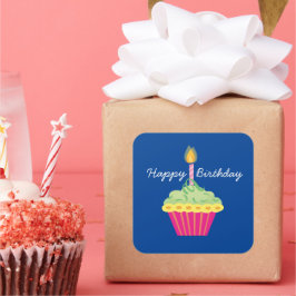 Happy Birthday Cupcake Vierkante Sticker