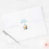 Happy Birthday Cupcake Vierkante Sticker (Envelop)